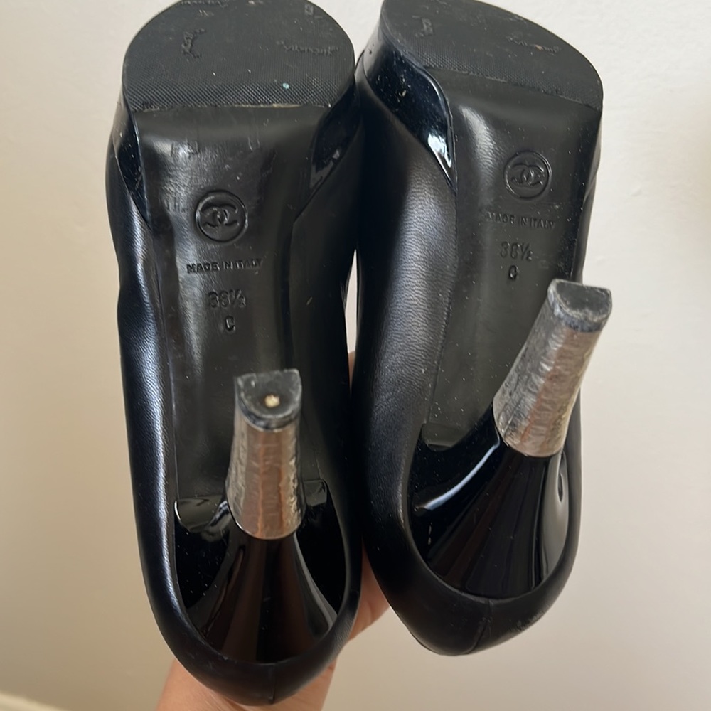 Chanel Patent Cap-Toe Platform Heels - image 5